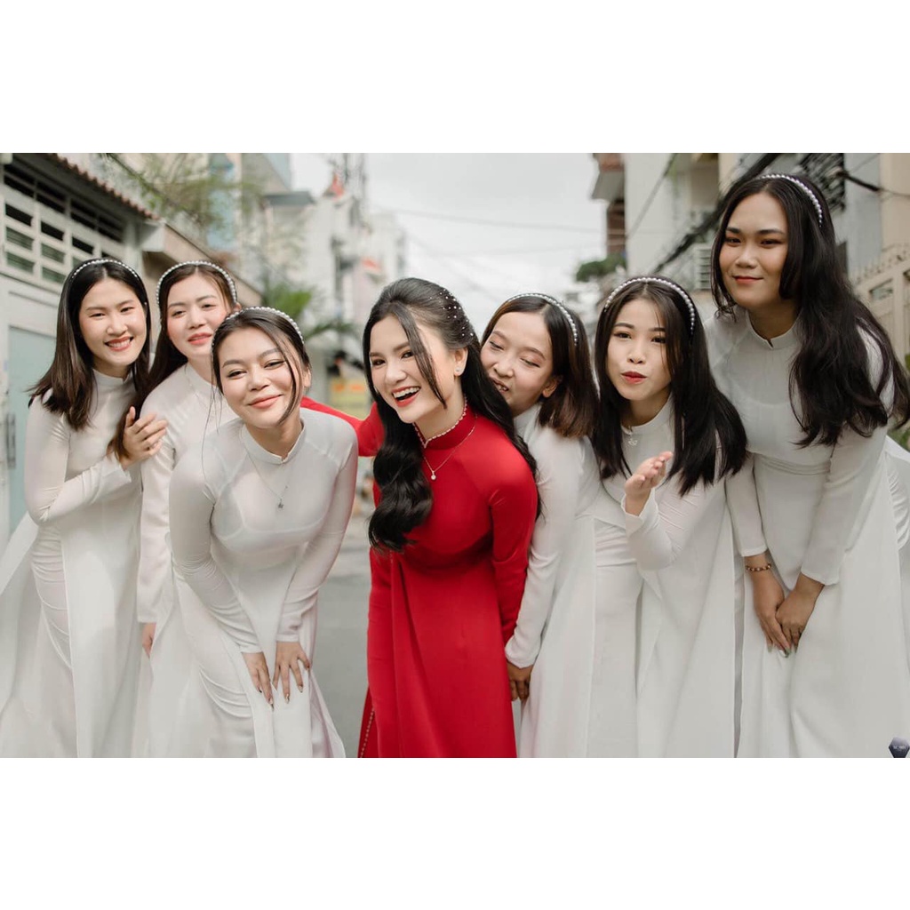 Áo dài [CAM HOUSE] áo dài cưới đẹp chất liệu lụa đính phale