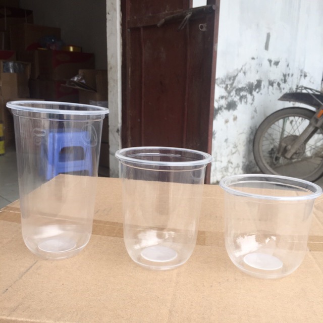 200 cốc bầu ly chữ U đựng trà sữa 500ml