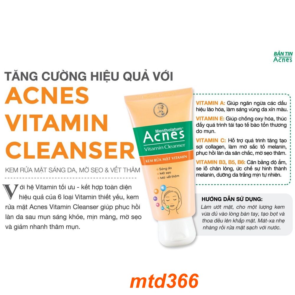 Sữa Rửa Mặt Nữ 50G Acnes sáng da mờ vết thâm.