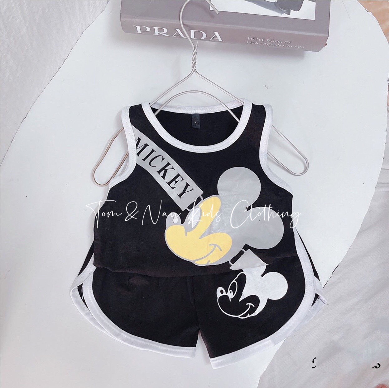 Đồ bộ ba lỗ bé trai tặng kèm mũ Mickey cực dễ thương