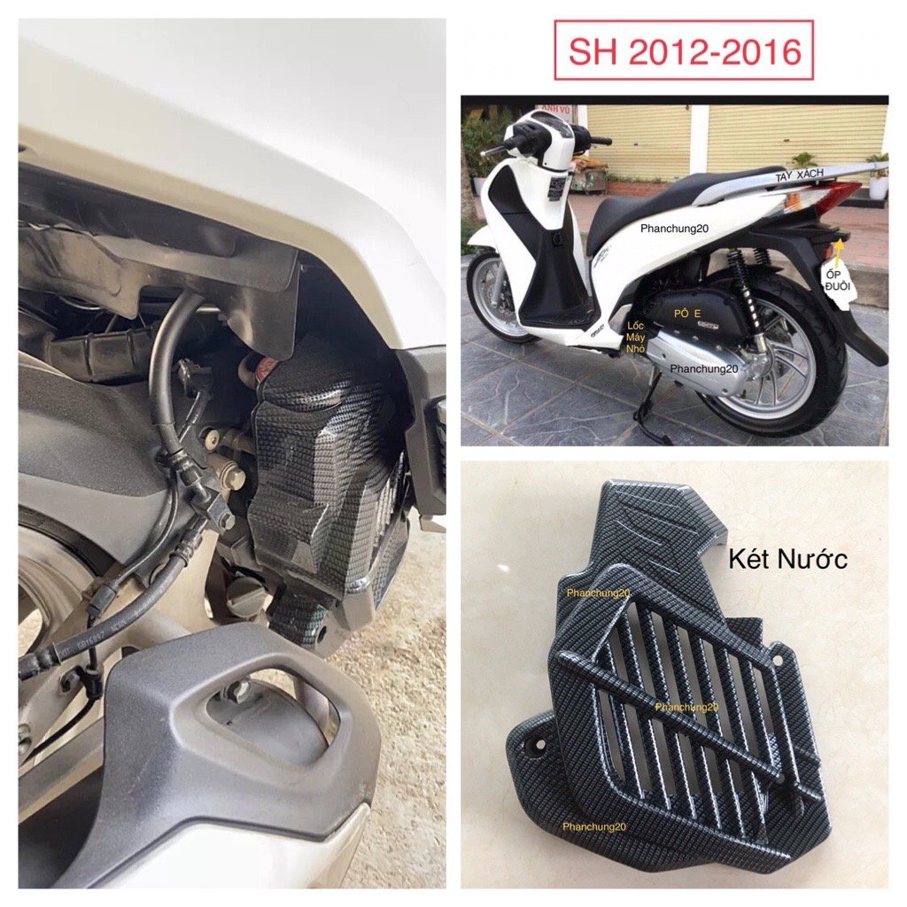 Ốp két nước dùng cho đời xe sh 2012 2013 2014 2015 2016 cacbon