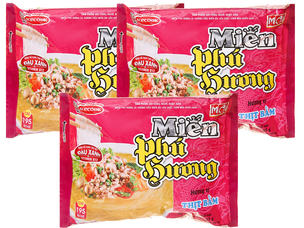Combo 5 gói miến Phú Hương thịt bằm 55g