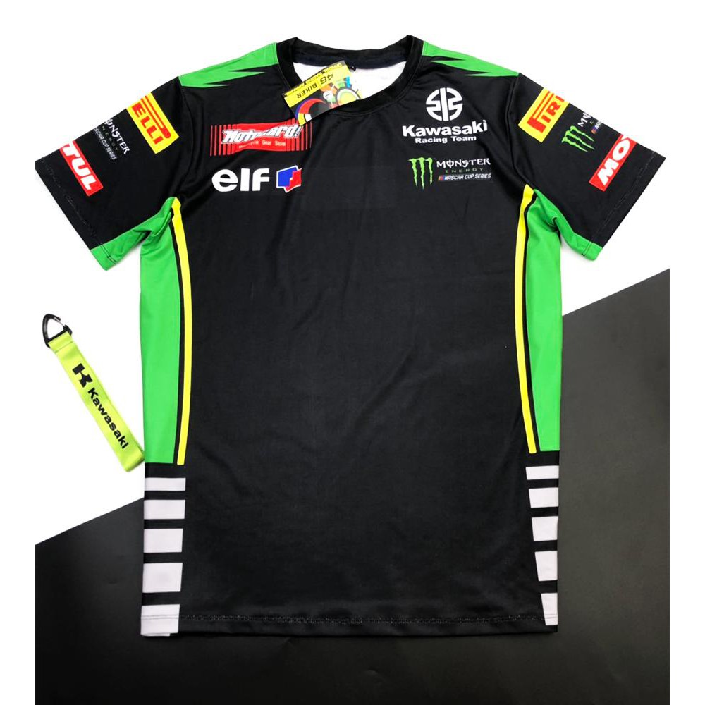 Áo thun nam in tem xe Kawasaki thun cotton