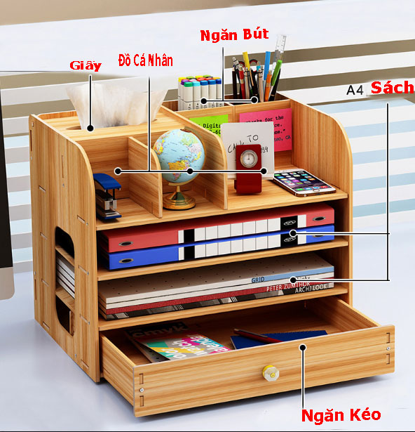 Kệ Sách Gỗ Mini Để Bàn Làm Việc