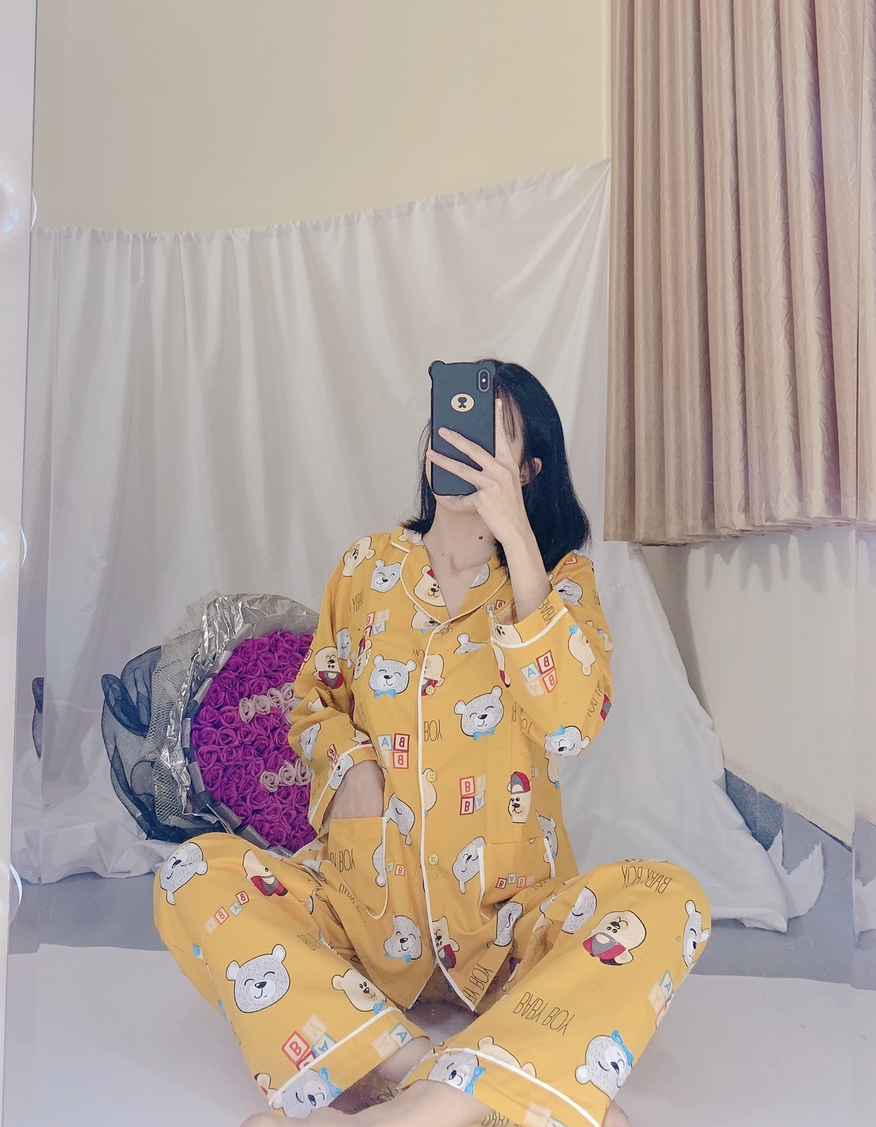 Bộ đồ bầu mặc bầu và sau sinh - đồ bộ bầu quần có chun chỉnh bụng