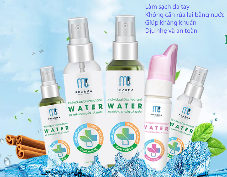 Xịt Kháng Khuẩn cá nhân 120ml MC PHARMA, Dung dịch rửa tay khô sát khuẩn, diệt khuẩn 99,99% Khử khuẩn, diệt Virus