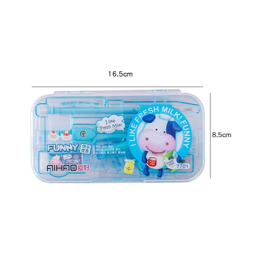 Set compa sắt loại to, eke 8 món aihao 7701 ( 1 bộ compa chì kim)