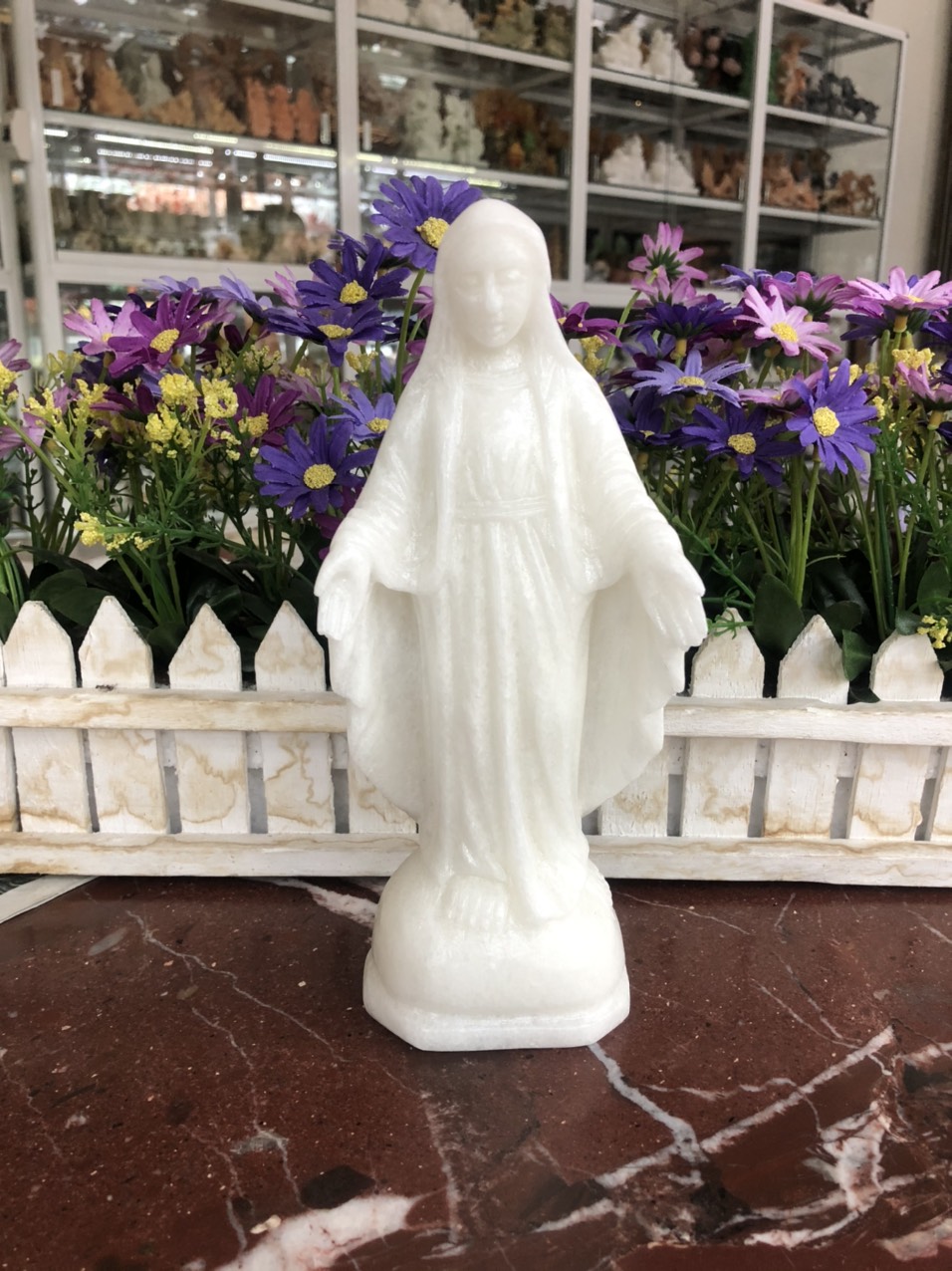 Tượng Chúa ban ơn, Đức Mẹ Maria đá cẩm thạch trắng - Cao 20 cm