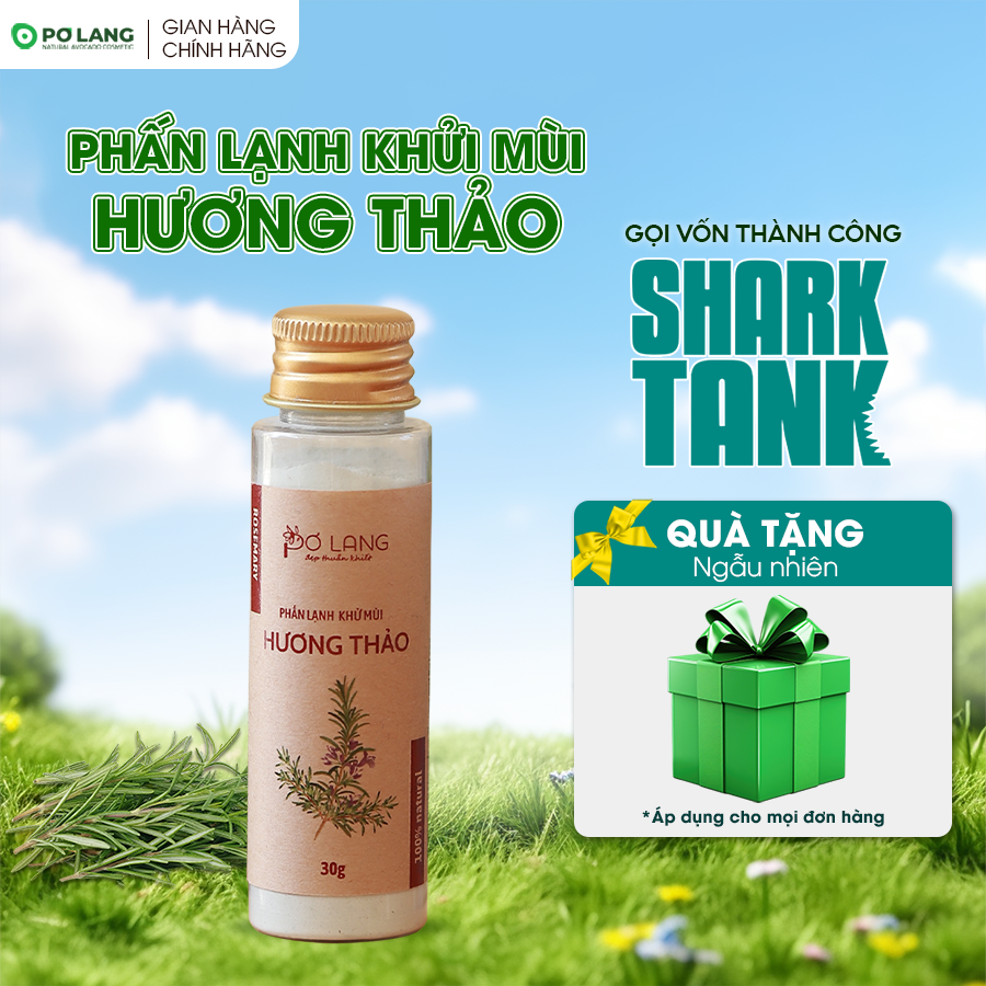 Phấn lạnh hương thảo bột khử mùi cơ thể Pơ Lang lọ 30gam (Khử mùi 24 giờ, không vàng áo)