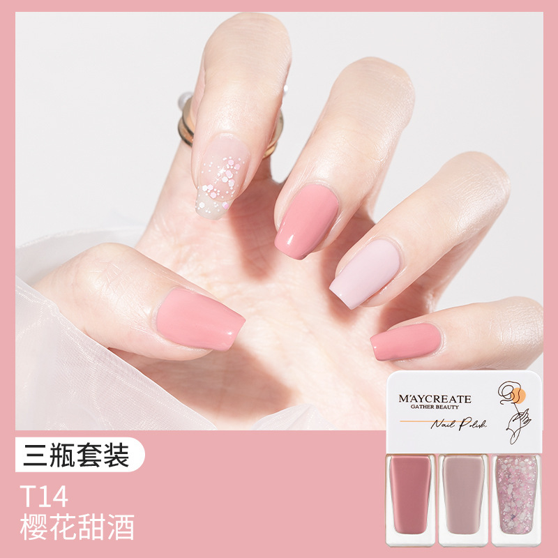 Set 3 chai nước sơn móng tay nhũ Maycreate Nail Polish, Màu sơn móng tay gốc nước nhanh khô màu sắc đa dạng - BUM STORE