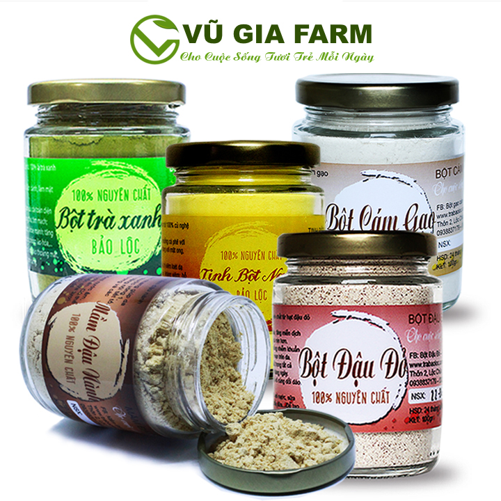[GIFT] Combo Bột Trà Xanh + Tinh Bột Nghệ + Bột Cám Gạo + Bột Đậu Đỏ + Mầm Đậu nành  - Nguyên Chất Vũ Gia (100g/hũ) - Đắp mặt nạ dưỡng da, tẩy tế bào chết, se khít lỗ chân lông, đánh bay mụn ẩn