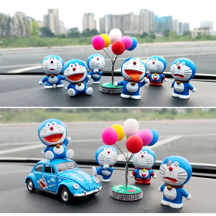 【Set 6 Mô Hình Doraemon Trang Trí Xe Hơi