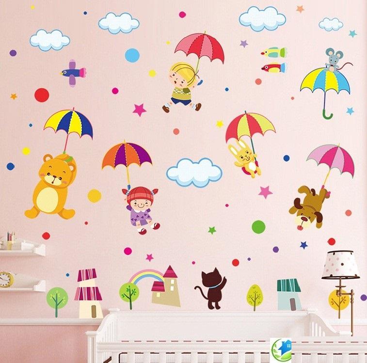 [HCM]Decal dán tường thú thả dù