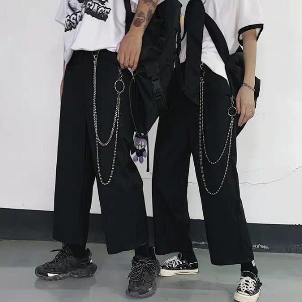 Quần lưng thun ống rộng dây xích Unisex