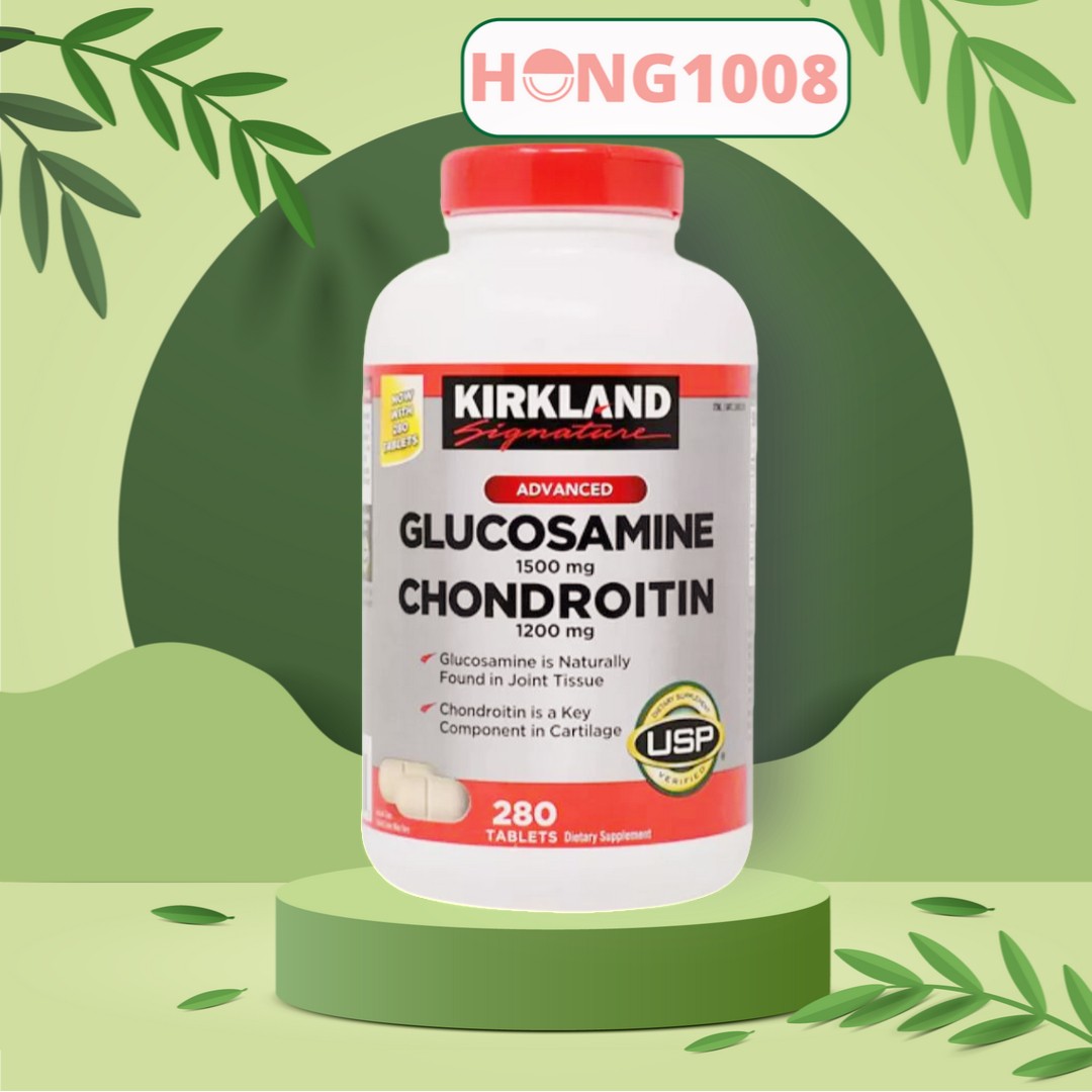 Viên uống  Glucosamine 1500mg with Chondroitin 1200mg 280 viên Glucosamin Chondroitin giúp hỗ trợ giảm chứng đau xương ở người lớn tuổi - Shop Hong1008