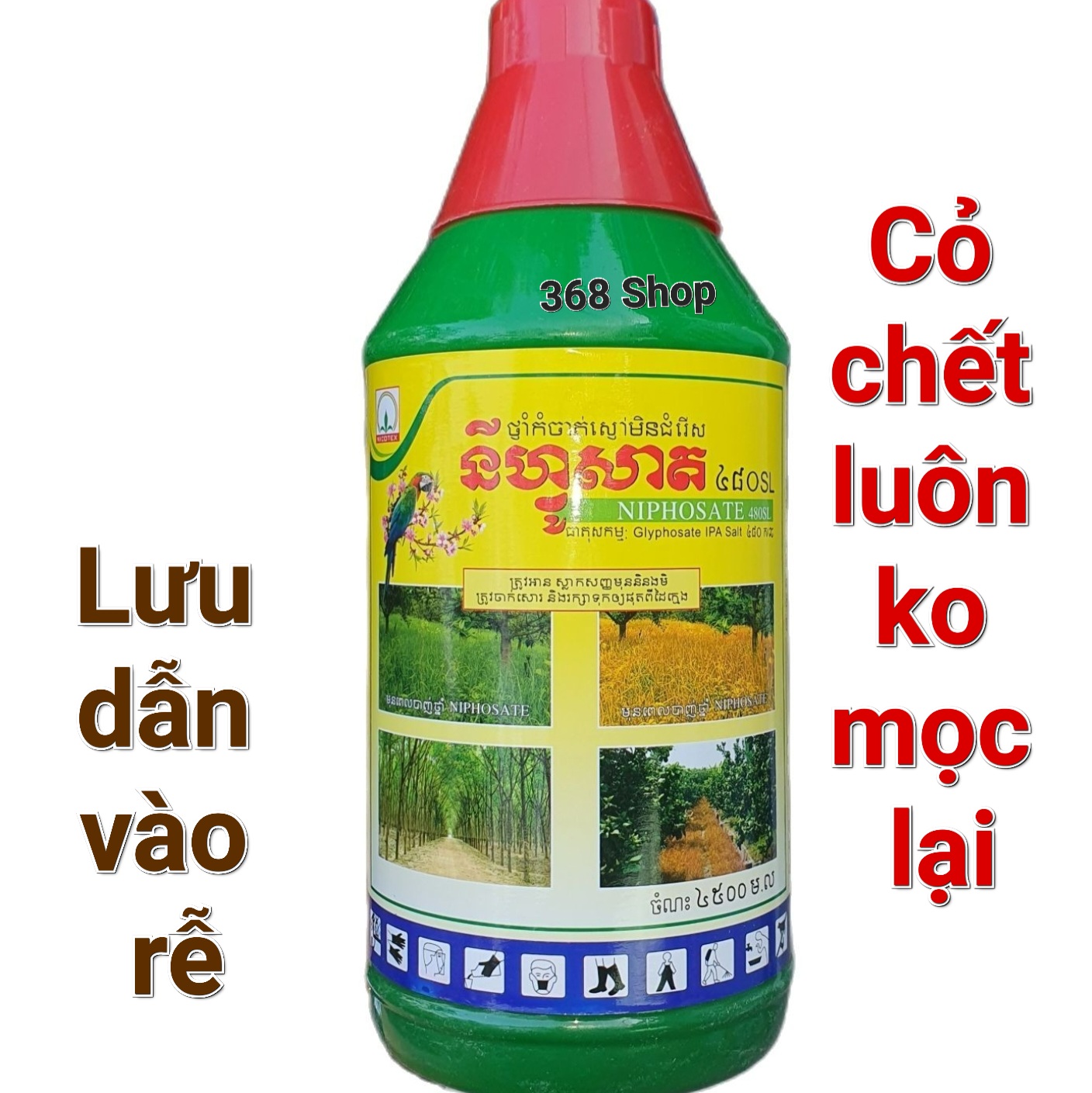 Combo 5 Chai x💎 Thuốc trừ cỏ Lưu dẫn tận gốc NIPHOSATE 480SL Chai 900ml 📛 NICOTEX