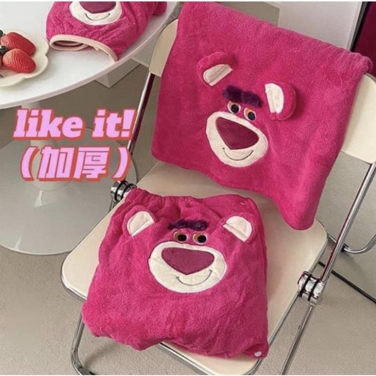 Set 2 Món Khăn Tắm + Khăn Mặt Gấu Hồng