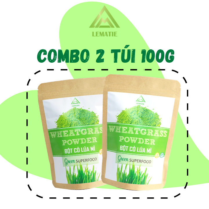 Combo 02 Túi Bột Cỏ Lúa Mì Lematie (Túi Zip 100g)