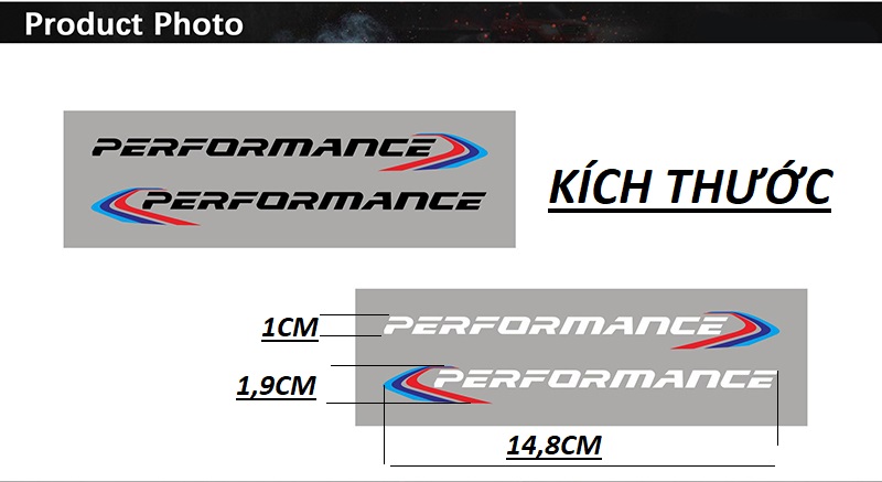 Tem dán gương chiếu hậu ô tô chữ Performance phản quang