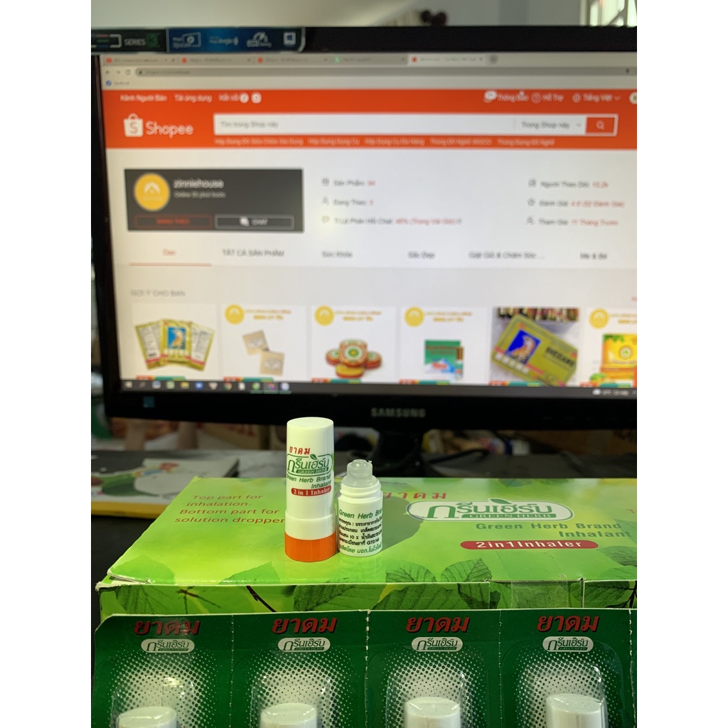 [COMBO 1 VỈ 6 ỐNG] ỐNG HÍT MŨI GREEN HERB THÁI LAN