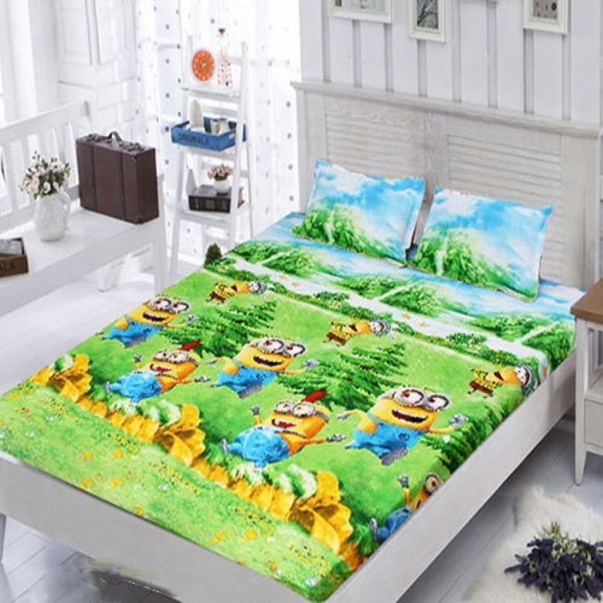 Bộ Ga Gối 3 Món (1Ga Bọc, 2 Áo Gối)  Rừng Xanh