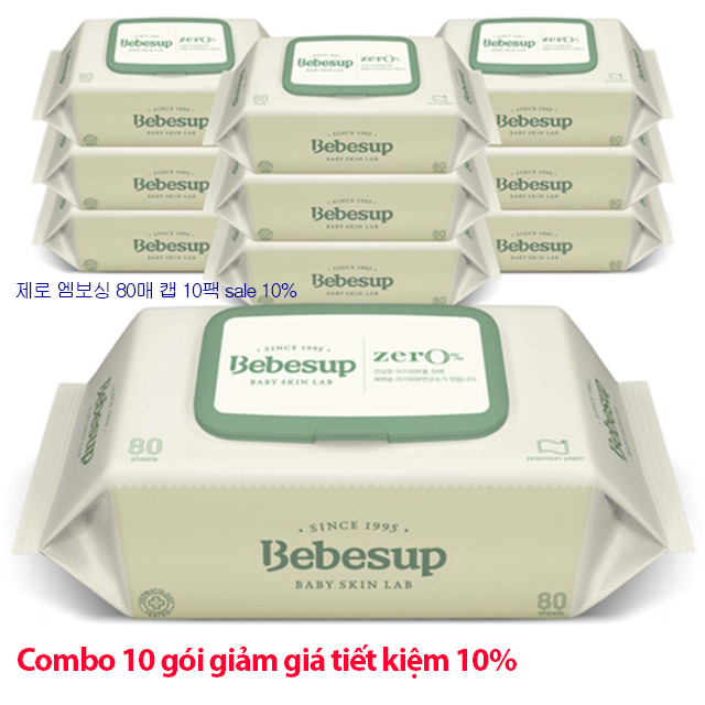 Combo 10 gói khăn ướt không mùi nhập khẩu Hàn Quốc-Zero80
