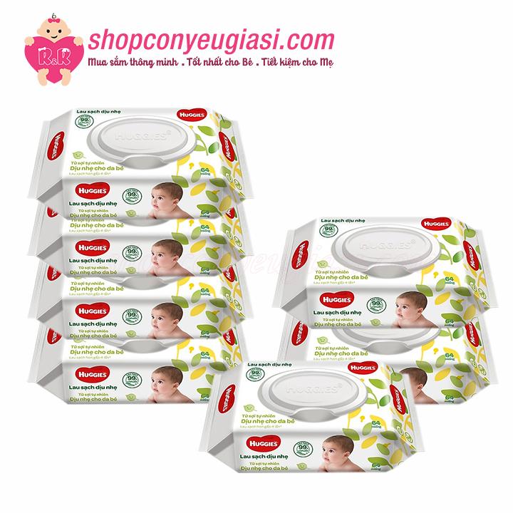 Combo 7 gói khăn ướt huggies 64 miếng không mùi