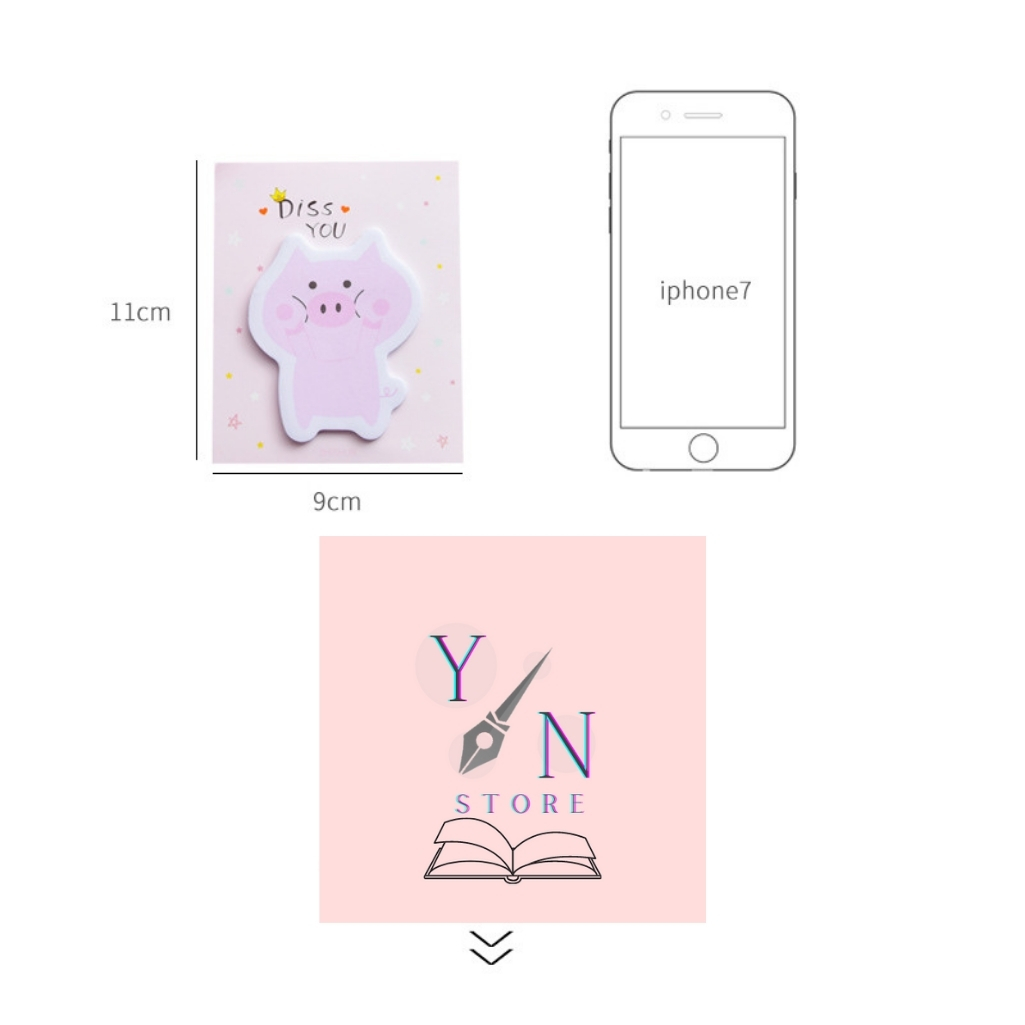 Giấy Note, giấy ghi chú Hình Thú Siêu Cute 30 Tờ