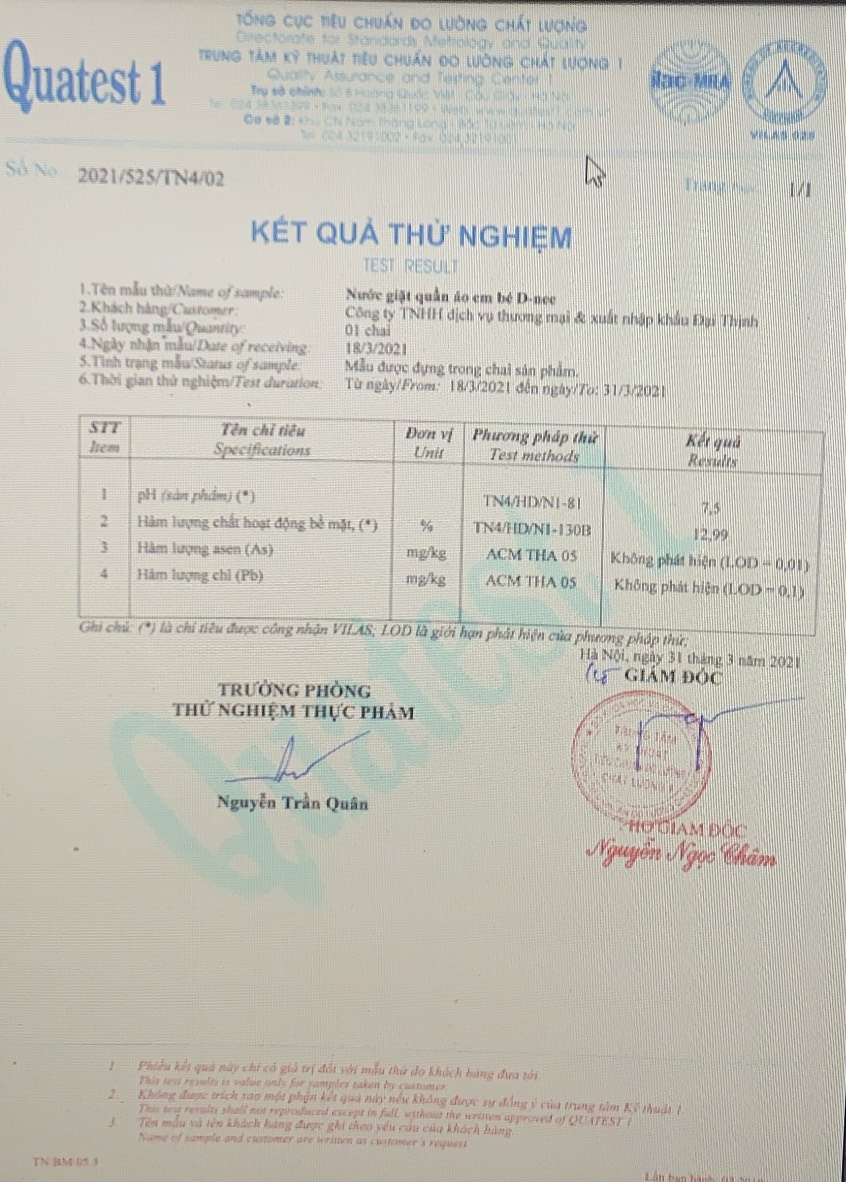 Nước giặt quần áo em bé Dnee 3000ml (Chính hãng có tem Đại Thịnh)
