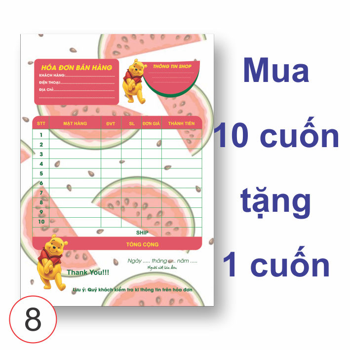 Hóa đơn bán hàng - hóa đơn hoạt hình M8