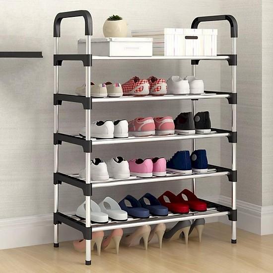 (LOẠI TỐT) Kệ giày dép 5 tầng khung inox, giá để giày inox 5 tầng giầy dép kệ để đồ kệ sách ke giay dep đồ nội thất