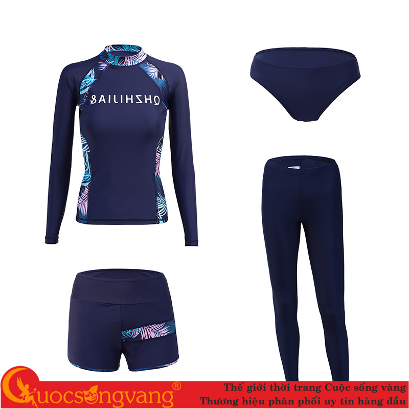 Bộ đồ bơi chống gió bộ đồ đi biển nữ dài 4 món GLSWIM068 Cuocsongvang