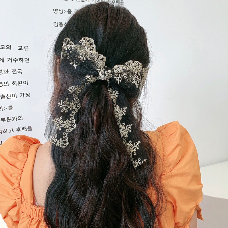 Kẹp Tóc Nơ Vải Ren Thời Trang Cho Nữ - phukienteen