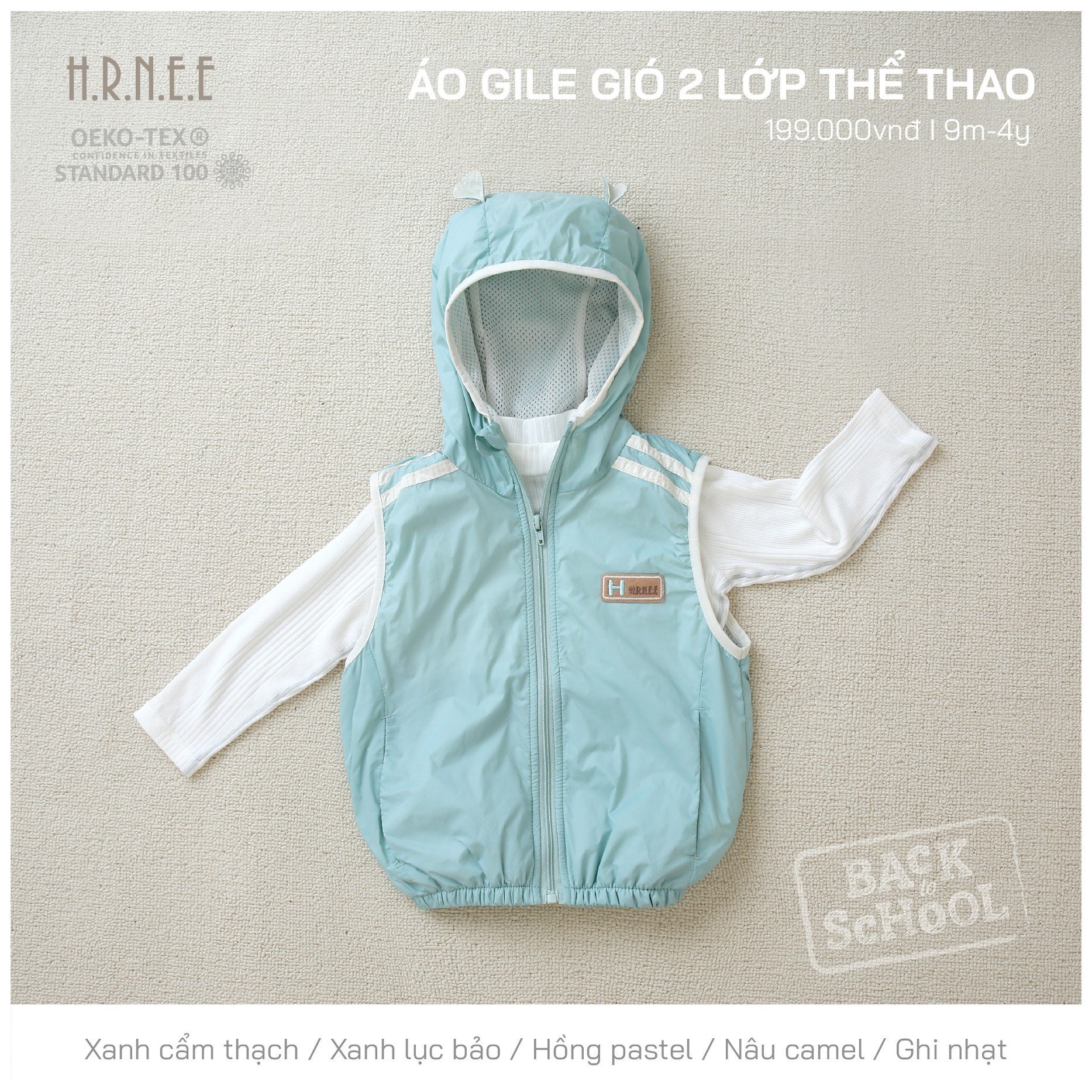 Áo gile gió 2 lớp thể thao Hrnee