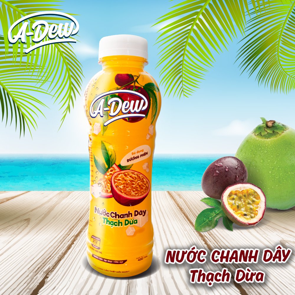 Nước Chanh Dây Thạch Dừa A-Dew 450ml (Thùng 24 chai)