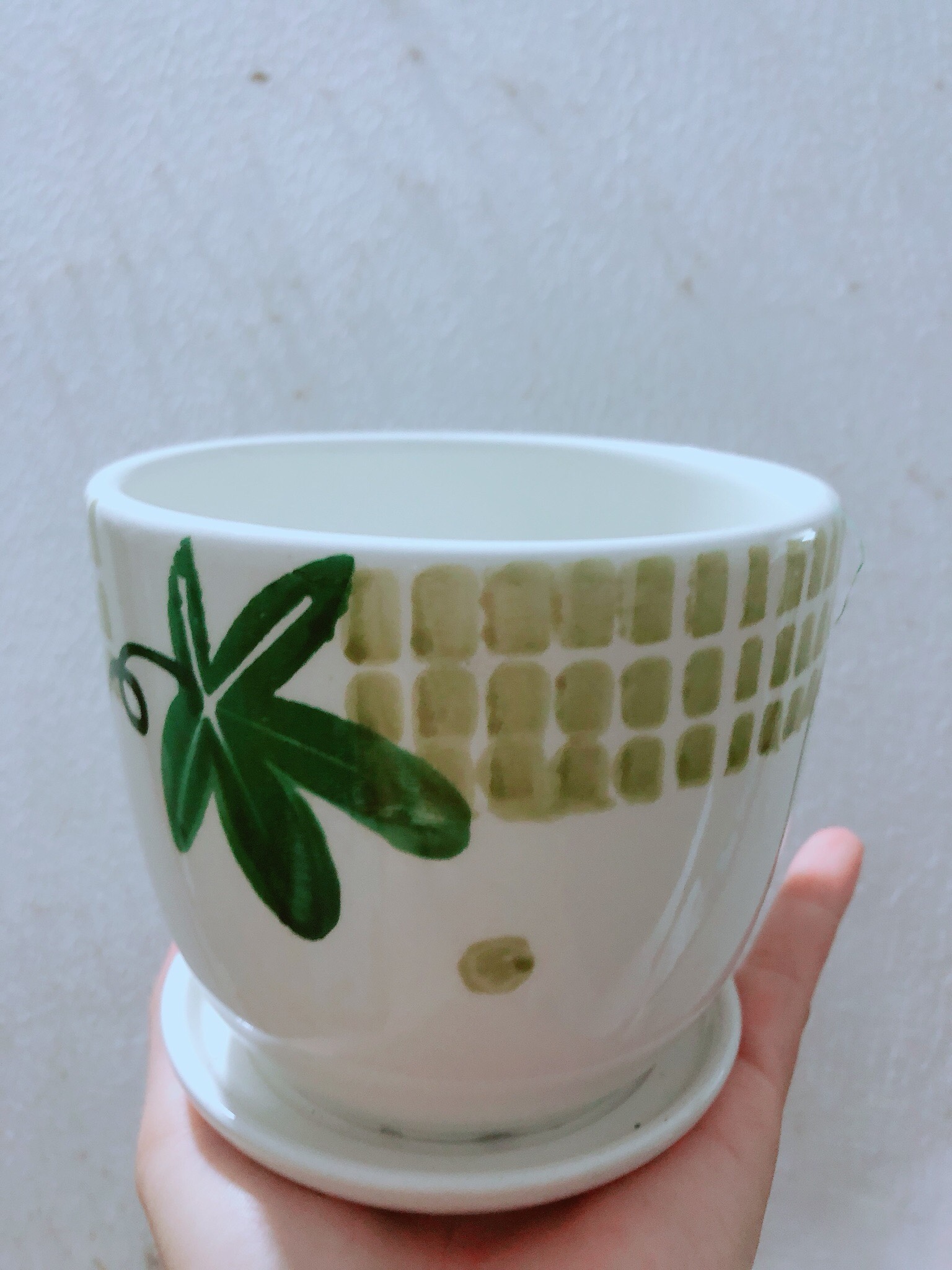 [HCM]Chậu sứ tráng men cao cấp kèm dĩa lót 5