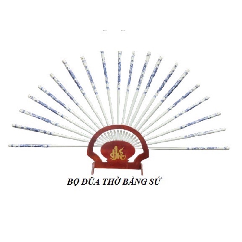 Bộ đũa thờ cúng sư men lam cổ và kệ gỗ hương đồ tâm linh, phong thủy - đồ thờ cúng