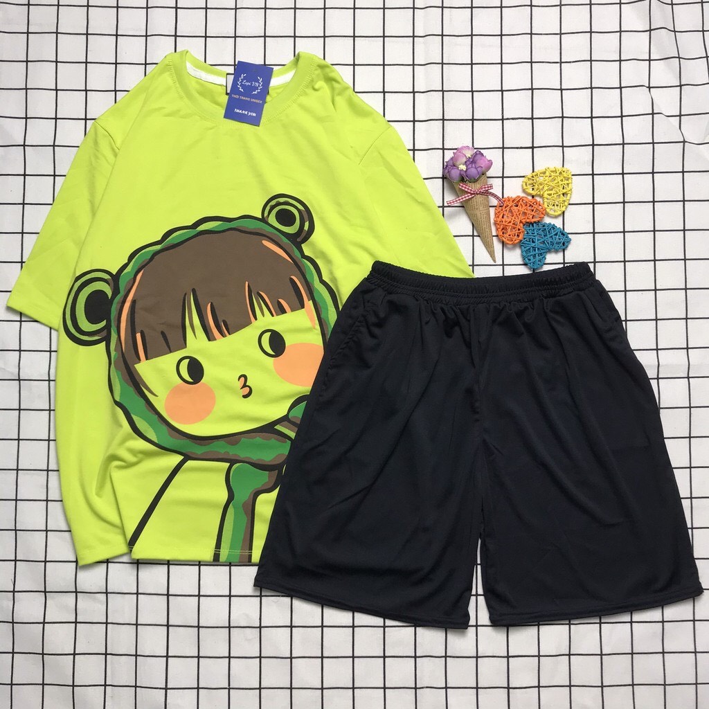 Đồ Bộ Đùi Coton Em Bé Màu Xanh Dạ Quang Dễ Thương  Đồ Bộ Cartoon Đồ Bộ Hoạt hình Đồ Bộ Thể Thao Nam Nữ TTSLB0098