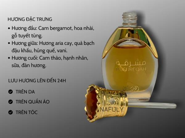 [HCM]TINH DẦU NƯỚC HOA DUBAI MUSHREQAH 15ML