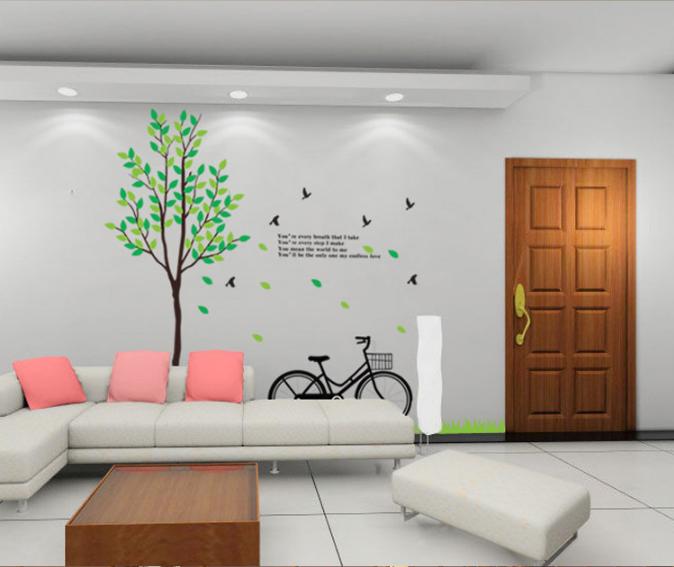 [HCM]Decal trang trí Xe Đạp và Cành Cây size lớn