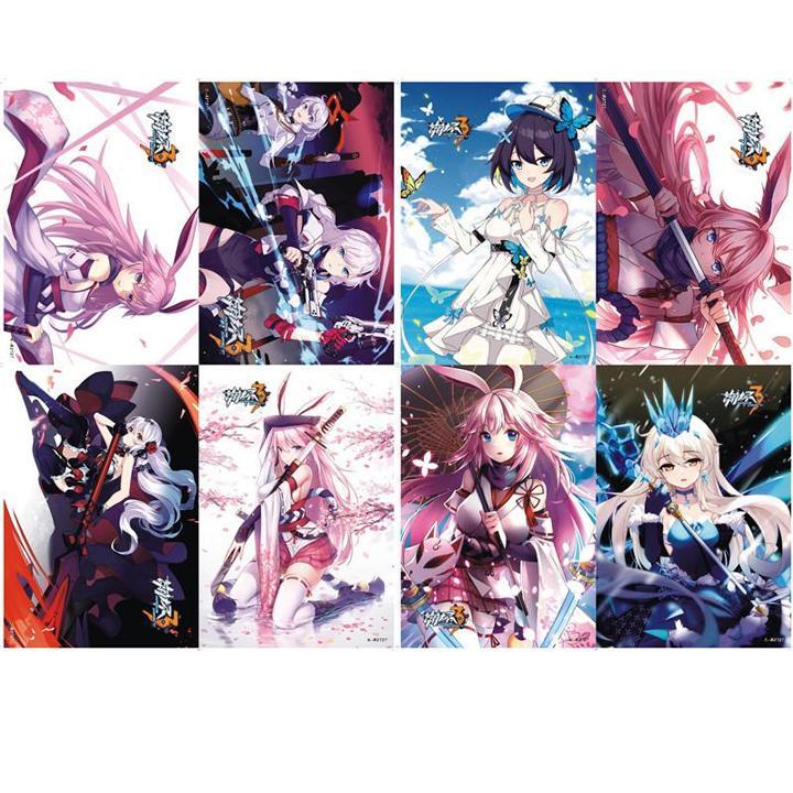 Poster Honkai Impact 3 A3 tranh treo album ảnh in hình anime chibi đẹp 8 tấm