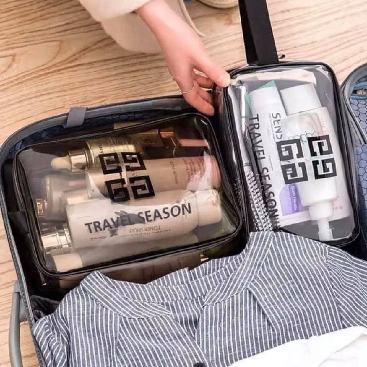 SET 3 TÚI NHỰA TRONG SUỐT CAO CẤP ĐỦ CỠ TIỆN DỤNG ĐỰNG ĐỒ MỸ PHẨM VẬT DỤNG CÁ NHÂN CHỐNG NƯỚC CHỐNG THẤM CHỐNG BÁM BẨN