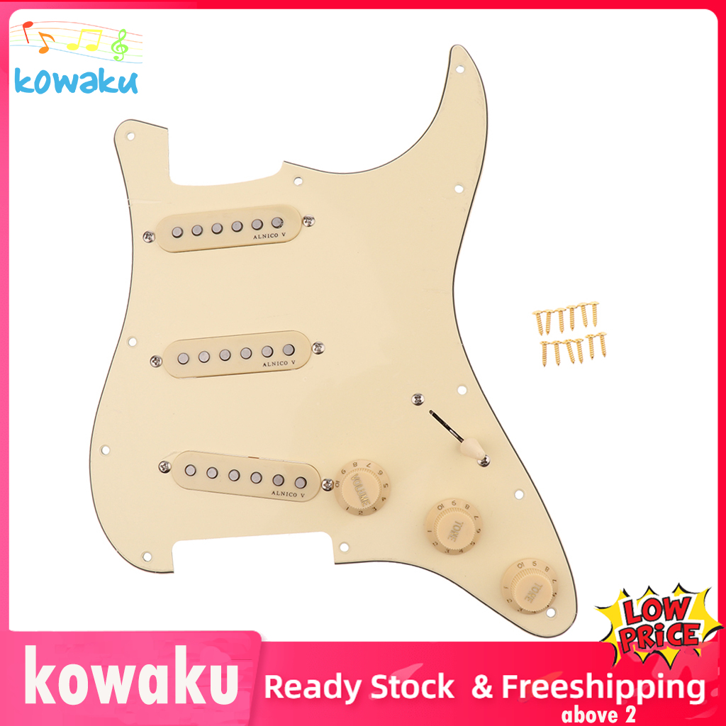 kowaku Loaded Pickguard Alnico V Pickups Set w/ Knobs for Electric Guitar Accs