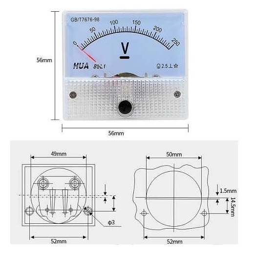 Đồng hồ đo điện áp 1 chiều DC /Vôn kế DC
