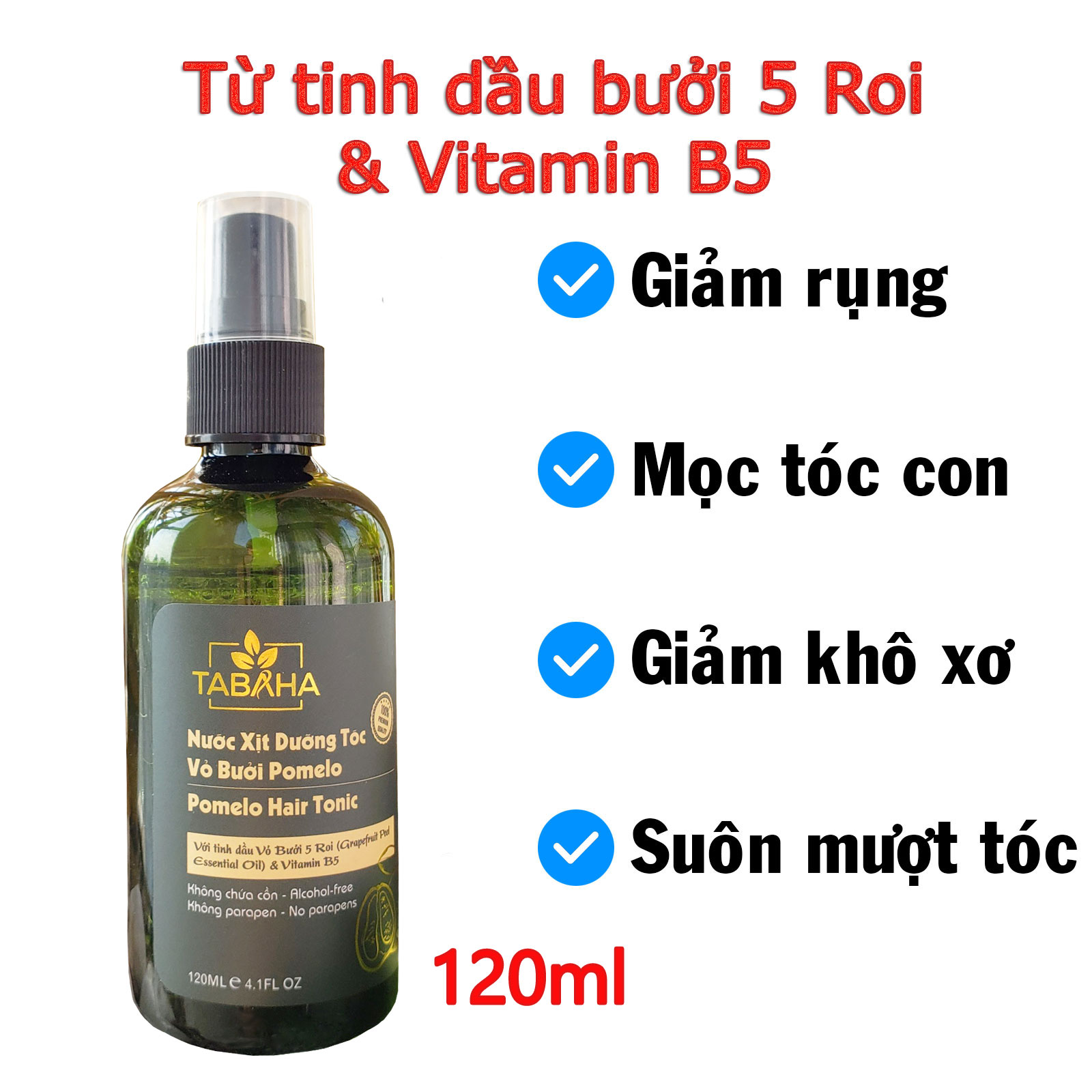 [HCM]Xịt mọc tóc tinh dầu bưởi Pomelo Tabaha 120ml giảm rụng tóc sau sinh