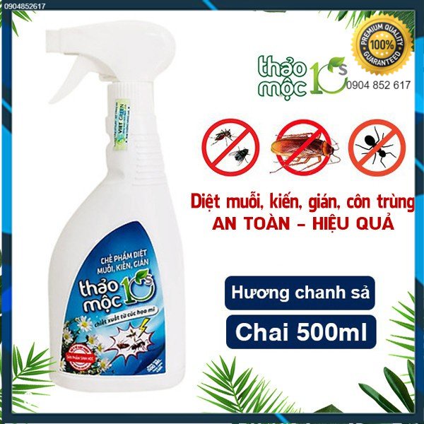 Bình xịt diệt muỗi kiến gián mối sinh học thảo mộc 10s chai 500ml