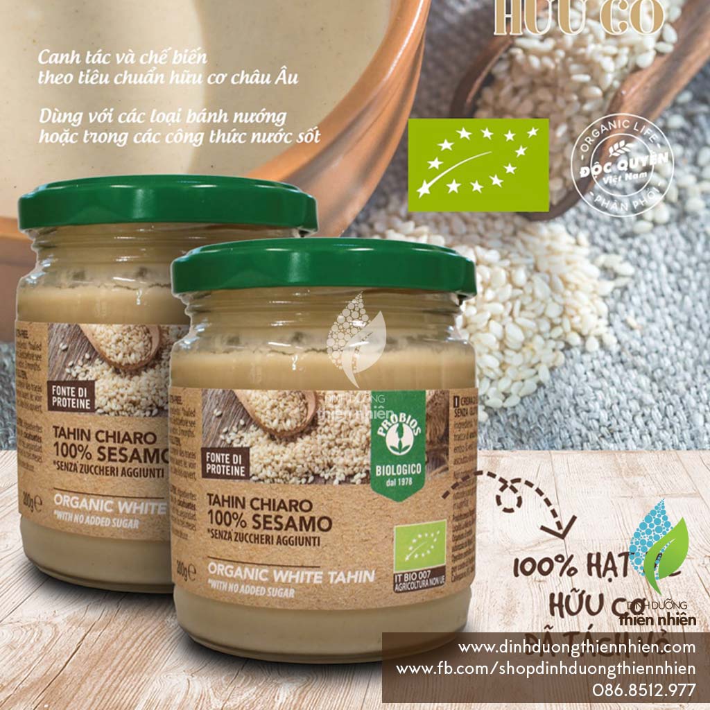 HCMBơ Mè Tahini Hữu Cơ Bóc Vỏ ProBios Organic Tahini Sesame Cream 200g