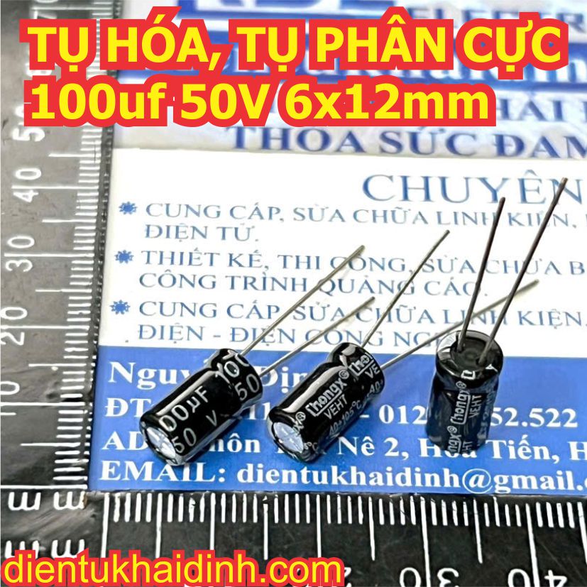 50 con TỤ HÓA PHÂN CỰC chân dài 100uF 16V 25V 35V 50V 100V 400V kde1795