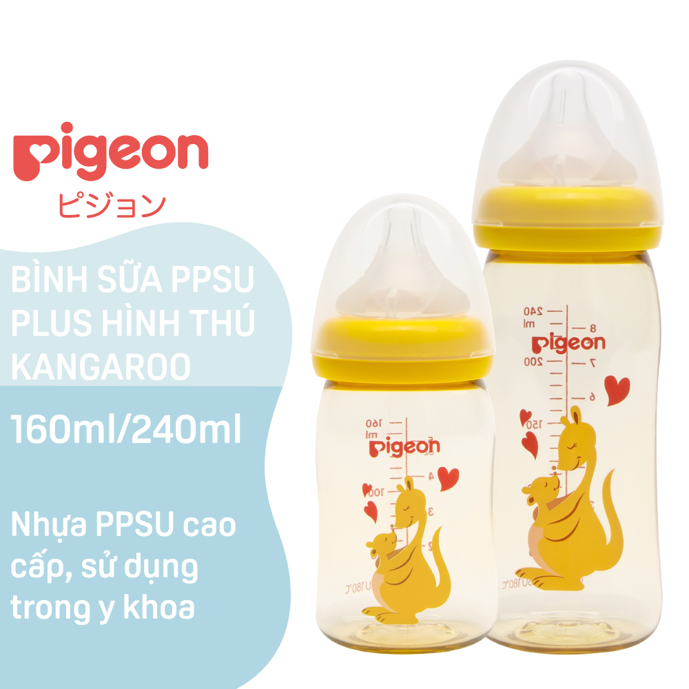 Bình Sữa PPSU Plus Pigeon Hình Thú - Kangaroo 160ML/240ML