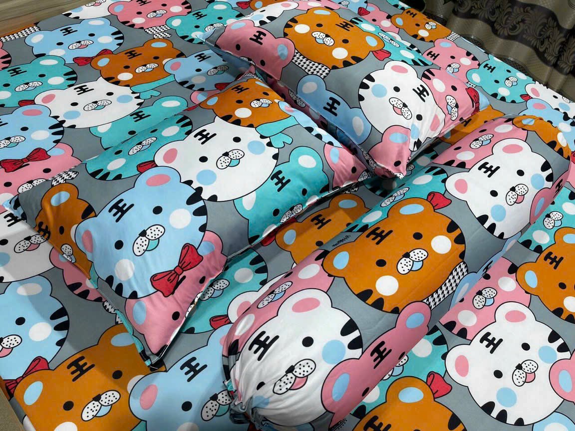 Bộ ga gối thun lạnh kẻ 4 món Giá xưởng size nệm 5-20cm
